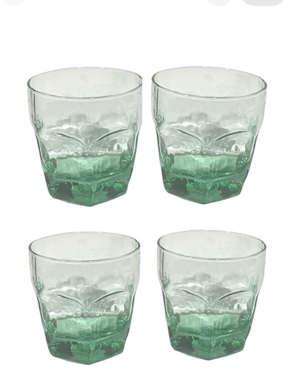 Vintage (4) Libbey
Chivalry Green Low Ball Drinking Glasses Hexagonal Textured